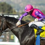 Johannes and jockey Umberto Rispoli at Santa Anita Park - Benoit Photo