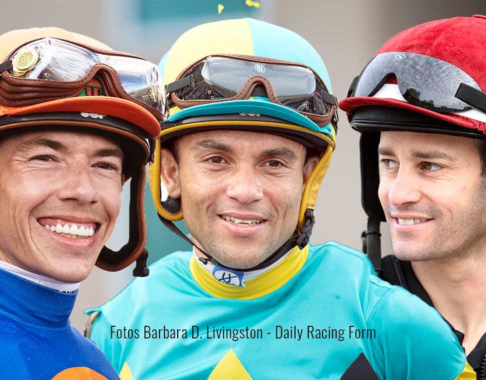 Prat-Rosario-Gaffalione / Barbara D. Livingston - Daily Racing Form