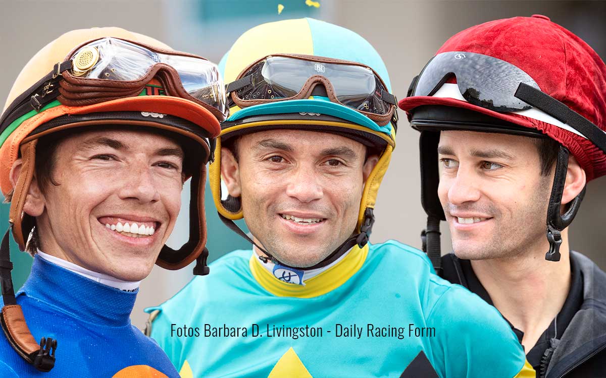 Prat-Rosario-Gaffalione / Barbara D. Livingston - Daily Racing Form