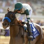 Rabeeba ganando el Torrey Pines Stakes G3 en Del Mar Thoroughbred Club © BENOIT PHOTO